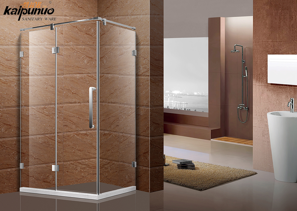 Góc phòng tắm hoàn chỉnh bằng kính không khung cửa vách tắm đơn giản